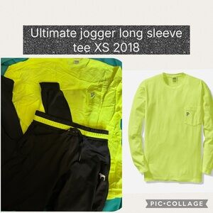 PINK VICTORIA’S SECRET Ultimate jogger long sleeve campus tee Xs yellow citrus